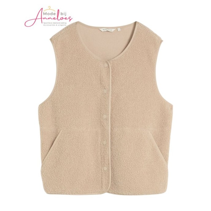 Tom Tailor Damesmode Teddy vest 1053424 - beige Tom Tailor Damesmode Teddy vest 1053424 - beige